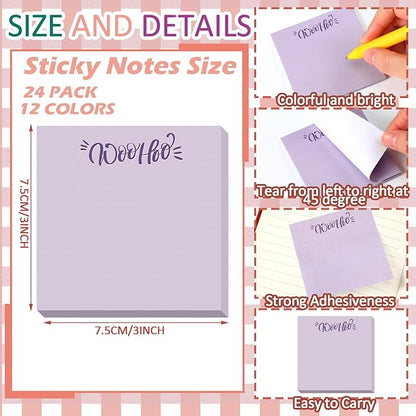 Yinder 24 Pcs Inspirational Sticky Notes Christmas Stocking Stuffers Motivational Sticky Notes Pad Employee Appreciation Gift Bulk for Teacher Nurse Coworker Office 3 x 3'' (Thank You,Macaroon)