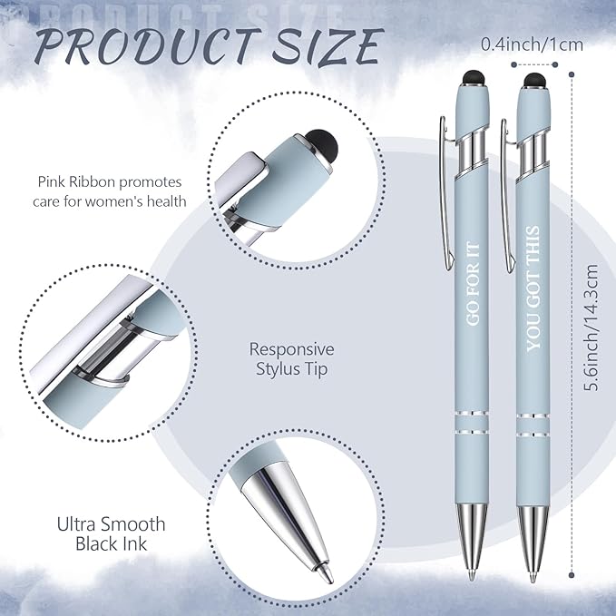 Zonon 12 Pcs Inspirational Pens Bulk Funny Ballpoint Pen with Stylus Tip Motivational Gifts for Christmas Teacher Coworkers Nurse School Office Supplies(Morandi,Boss Lady)