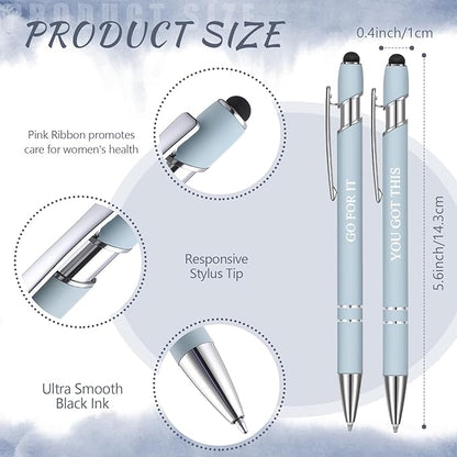 Zonon 12 Pcs Inspirational Pens Bulk Funny Ballpoint Pen with Stylus Tip Motivational Gifts for Christmas Teacher Coworkers Nurse School Office Supplies(Morandi,Boss Lady)