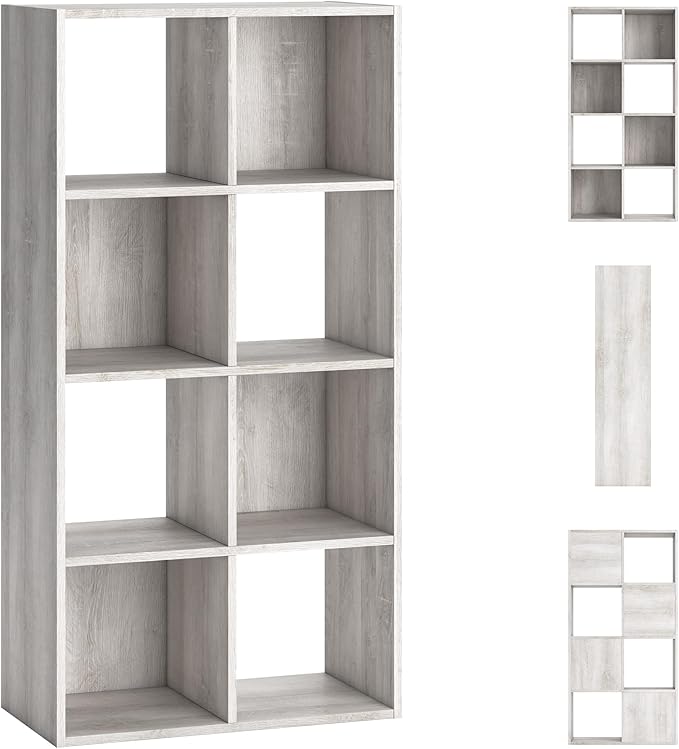 Signature Design by Ashley Paxberry Coastal 8 Cube Storage Organizer or Bookcase, Whitewash