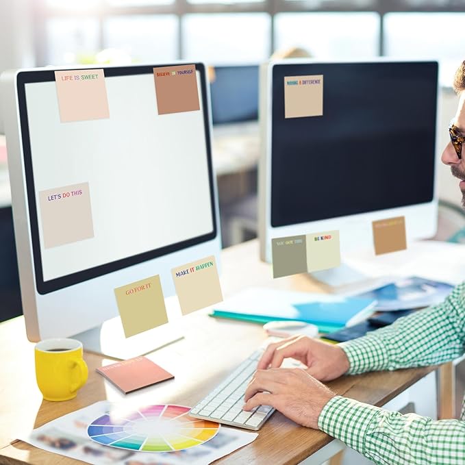 Yinder 24 Pcs Inspirational Sticky Notes Christmas Stocking Stuffers Motivational Sticky Notes Pad Employee Appreciation Gift Bulk for Teacher Nurse Coworker Office 3 x 3'' (Motivation,Boho)