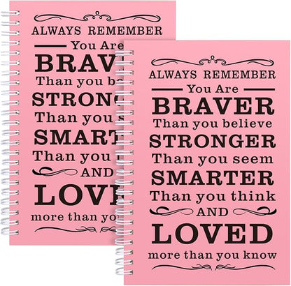 2 Pcs A5 Spiral Notebook,Inspirational Journal,Motivational Journal for Women Men,100 Pages Lined Spiral Journal Notebook College Ruled Daily Diary for School,Travel,Business,Work (Always-Pink)