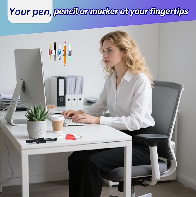 SameTech 20 Pack Adhesive Silicone Pen Holder Pencil Grips-Reusable Sticky Pencil Grips for Desk,Notebook,or Wall,Ergonomic Writing Aid for Kids&Adults,(Fits Pens,Pencils,Tools (ZuheColour, 20pcs)