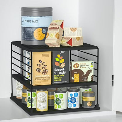 Upgraded Cabinet Organizers and Storage -Divided Compartment Holder for Plastic Bag, Wrap, Foil, Snack and Box for Kitchen and Pantry Organization and Storage, Kitchen Organization(Black)