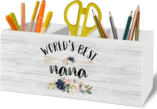 Nana Gifts Pen Pencil Holder Organizer for Desk Accessories, World's Best Nana Kitchen Utensil Holder for Countertop, Grandma Gifts for Christmas Birthday from Grandkids