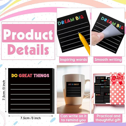 Yinder 24 Pcs Inspirational Sticky Notes Christmas Stocking Stuffers Motivational Sticky Notes Pad Employee Appreciation Gift Bulk for Teacher Nurse Coworker Office 3 x 3'' (Inspirational,Black)