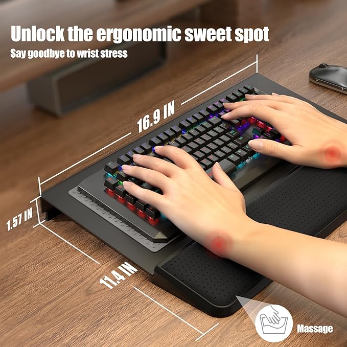 Computer Tilt Keyboard Stand - Acrylic Ergonomic Keyboard Holder for Easy Typing Working, Keyboard Riser with Comfortable Wrist Rest for Keyboard, Office, Home - Fits All Keyboard Sizes