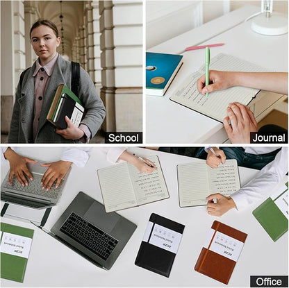 ZCZN 6 Pack Lined Journal Notebooks, 192 Pages A5 Hardcover Leather Journals for Work,Writing,School & Travel, College Ruled Journaling Notebooks for Notes Taking,Diary Journal (Black+Brown+Green)*2