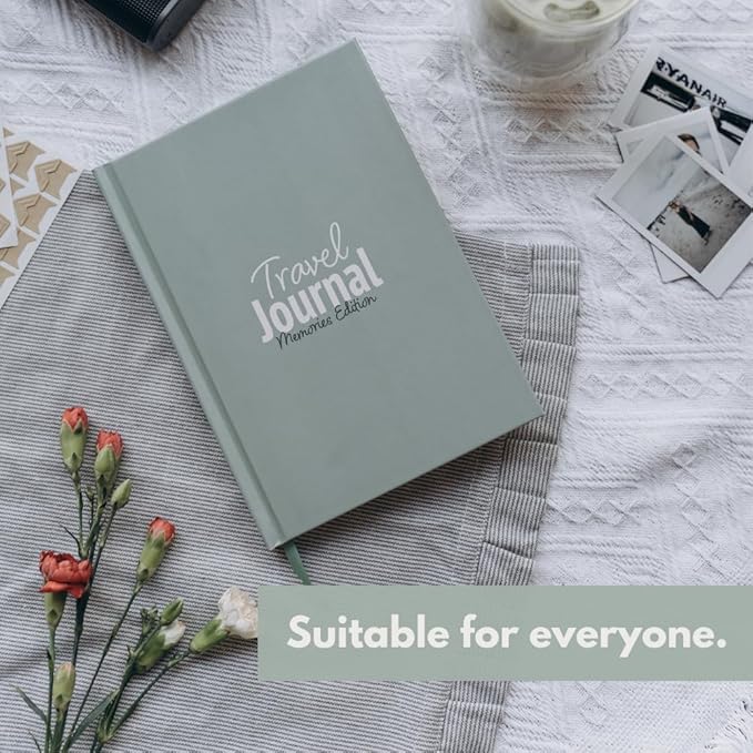 Travel Journal – Memory Book for Trips and Vacations – Journal and Photo Album – 136 Pages for 15 Adventures. Includes Photo Corner Stickers. Gift Sleeve Included. Travel Gift for Women and Men