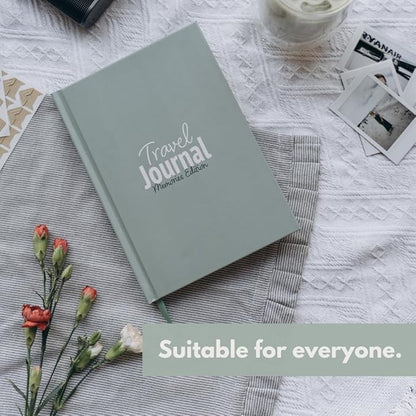 Travel Journal – Memory Book for Trips and Vacations – Journal and Photo Album – 136 Pages for 15 Adventures. Includes Photo Corner Stickers. Gift Sleeve Included. Travel Gift for Women and Men