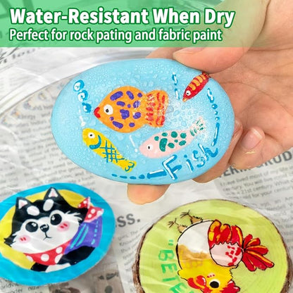 Acrylic Paint Markers Paint Pens, 36 Colors Dual Tip Direct Liquid Acrylic Markers with Automatic Ink Control System, Fine & Brush Tip Art Supplies for Rock Painting, Wood, Stone, Fabrics, DIY Craft