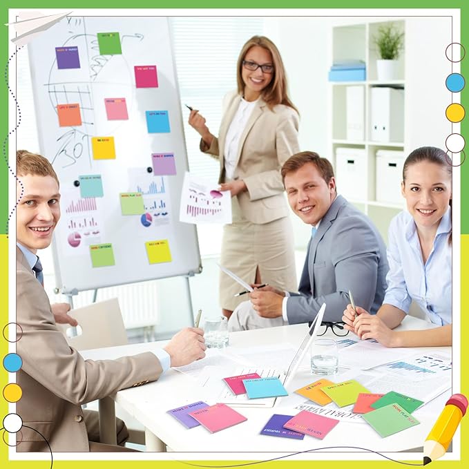 Yinder 24 Pcs Inspirational Sticky Notes Christmas Stocking Stuffers Motivational Sticky Notes Pad Employee Appreciation Gift Bulk for Teacher Nurse Coworker Office 3 x 3'' (Motivational,Bright Color)