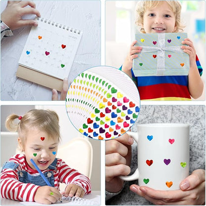 2070 Pcs Heart Stickers - Sparkly Holographic & Glitter Foil for Kids Reward & DIY Decoration