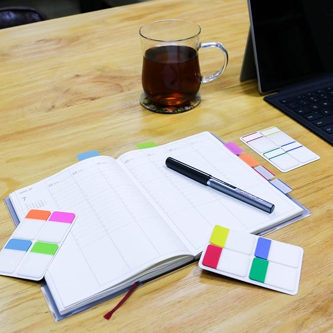 KICNIC Sticky Tabs 1 Inch, 480pcs Book Tabs, Colored Page Markers Self Adhesive, Repositionable Note Tabs for Documents, Books, Paper, Notebooks, Filing and Folders [24 Sets, 10 Colors]