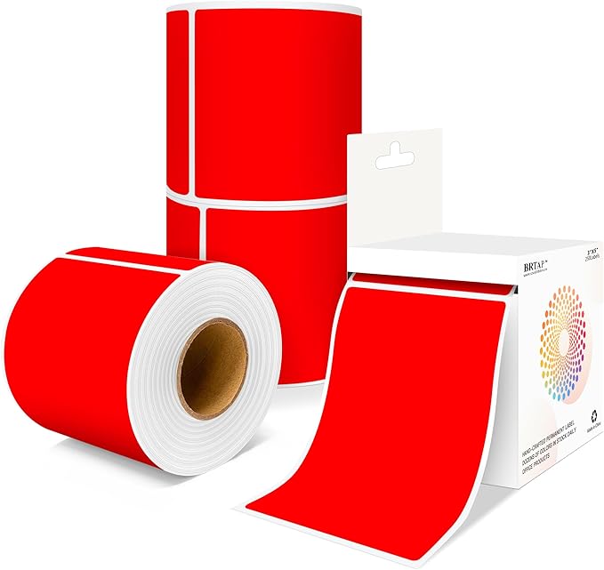 3x5 Inch Home Moving Labels 4 Rolls 1000 Stickers, Large Packing Box Labels Rectangular Colored Inventory Stickers for Moving Supplies Color Coded (Red)