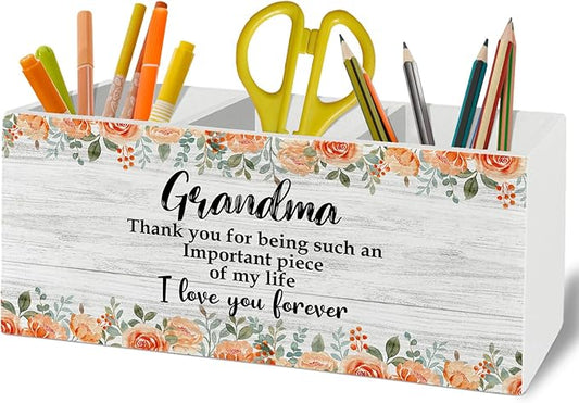 Grandma Gifts Pen Pencil Holder Organizer for Desk Accessories, Thank You for Being Such an Important Piece of My Life Kitchen Utensil Holder for Countertop, Best Grandma Gifts for Christmas