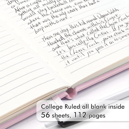 feela 6 Pack Pocket Small Notebooks Bulk, Mini Cute Memo Notepads Hardcover College Ruled Lined Journals with Pen Holder for Women Girls Office School, with 6 Black Pens, 3.5”x 5.5”, A6, Rose Pink