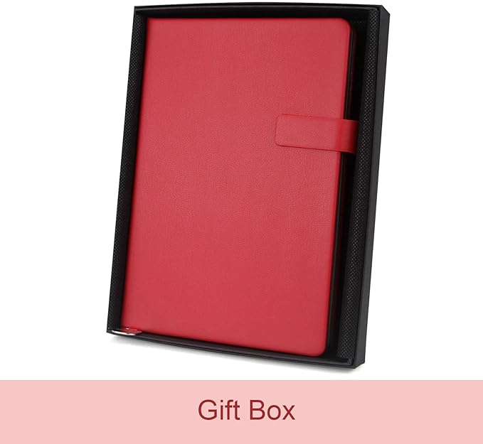 Softsided Notebook - 5.7"x 8.4" - upgraded texture, classic line design, paper for smooth writing, elegant hangtag detail, with box, perfect for both gift and personal use(Red)