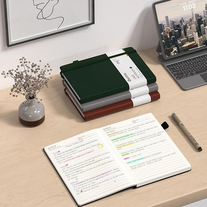 Oucaru Lined Journal Notebook, 2 Pack, 180 Pages, A5 Journals for Writing, 100 GSM Thick Paper, Small Notebooks Daily Journal for Women Men Work, Business, School, Travel Supplies