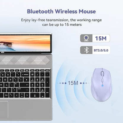 TECKNET Bluetooth Mouse, 4800 DPI Wireless Mouse, 2-Year Battery 6 Adjustable DPI, 6 Buttons Compatible with Laptop/Windows/Computer - Lavender