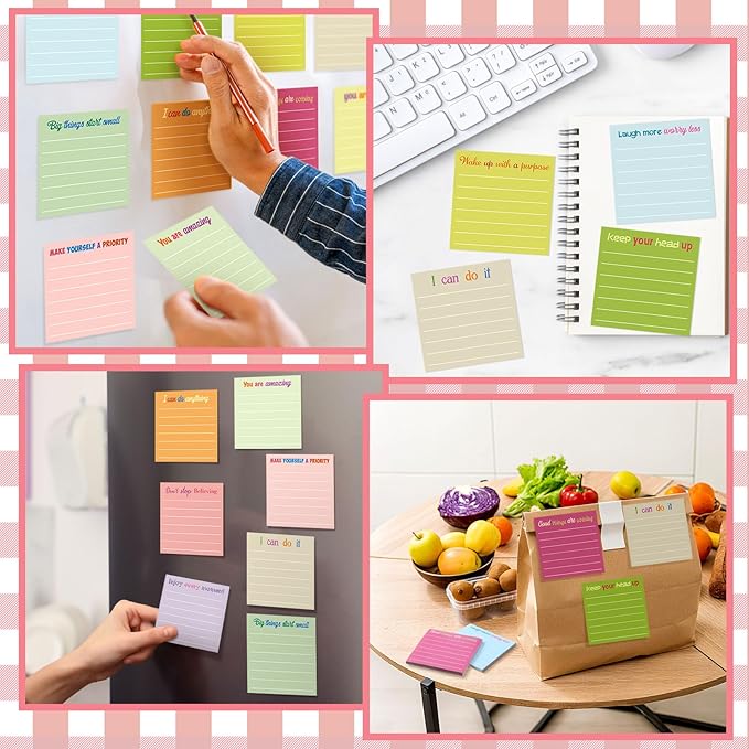 Yinder 24 Pcs Inspirational Sticky Notes Christmas Stocking Stuffers Motivational Sticky Notes Pad Employee Appreciation Gift Bulk for Teacher Nurse Coworker Office 3 x 3'' (Inspire,Macaron)