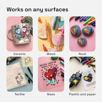 ARTISTRO 30 Acrylic Paint Pens, Art Set Acrylic Paint Markers, Fabric Markers for Textile, Canvas, Rock, Glass, Wood, Paper, DIY, for Kids and Adults, Extra Fine