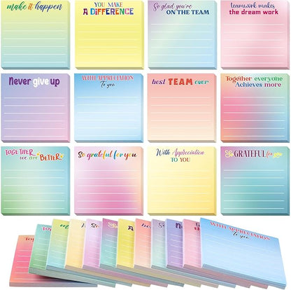 Yinder 24 Pcs Inspirational Sticky Notes Christmas Stocking Stuffers Motivational Sticky Notes Pad Employee Appreciation Gift Bulk for Teacher Nurse Coworker Office 3 x 3'' (Thankful,Classic Color)