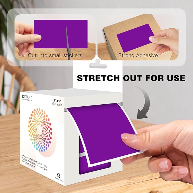 3x5 Inch Home Moving Labels 4 Rolls 1000 Stickers, Large Packing Box Labels Rectangular Colored Inventory Stickers for Moving Supplies Color Coded (Purple)