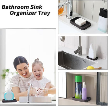 Silicone Kitchen Sink Organizer Tray for Multiple Usage,Easy Clean Sponges Holder for Kitchen Bathroom Counter or Sink,Dish Soap Dispenser,Scrubber,Bottle,Cup Coffee 4.9”x 3.2”