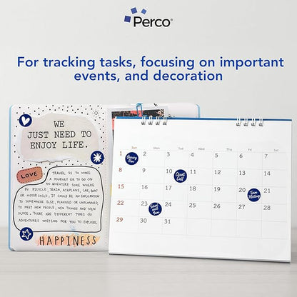 Perco Dark Blue 1-Inch Round Circle Dot Sticker Labels with Easy Peel Perforation - 1,000 Labels per Roll - Strong Adhesion, Vibrant Colors for Organizing, Crafting & More - Made in USA