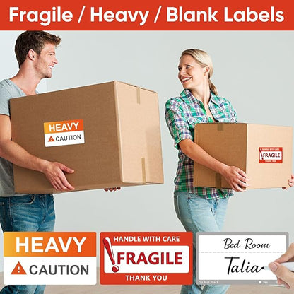 400 PCS 3.5 x 2 Inch Large Moving Labels for Boxes, 9 Color Coded Moving Stickers, Packing Boxes for Moving Supplies Labels with Writable Notes Areas Heavy Fragile Stickers
