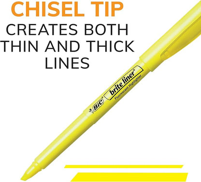 BIC Brite Liner Highlighters, Chisel Tip, 12-Count Pack of Green Highlighters, Ideal Highlighter Set for Organizing and Coloring