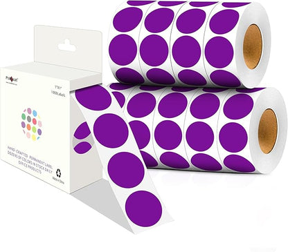 PARLAIM 1 Inch Round Color-Code Dot Stickers,10000per/10 Rolls dots Label Dispenser Box, Purple Circle Stickers Label for Office Home (Purple)