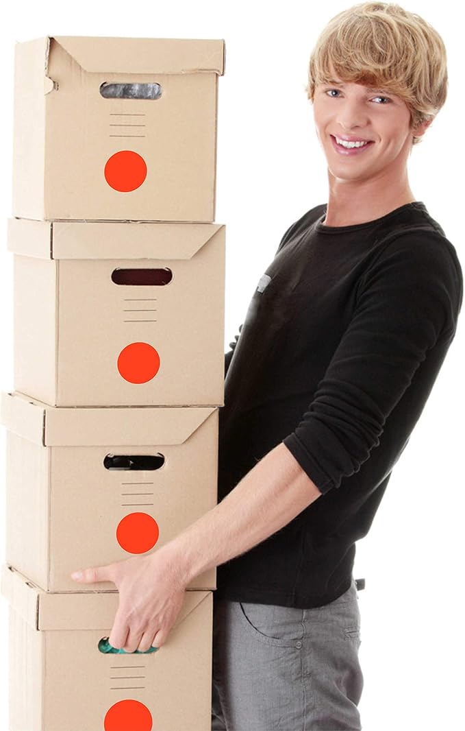 PARLAIM 1 Inch Round Permanent Adhesive Color-Code Dot Stickers,1000 per Roll dots Label Dispenser Box (Orange)