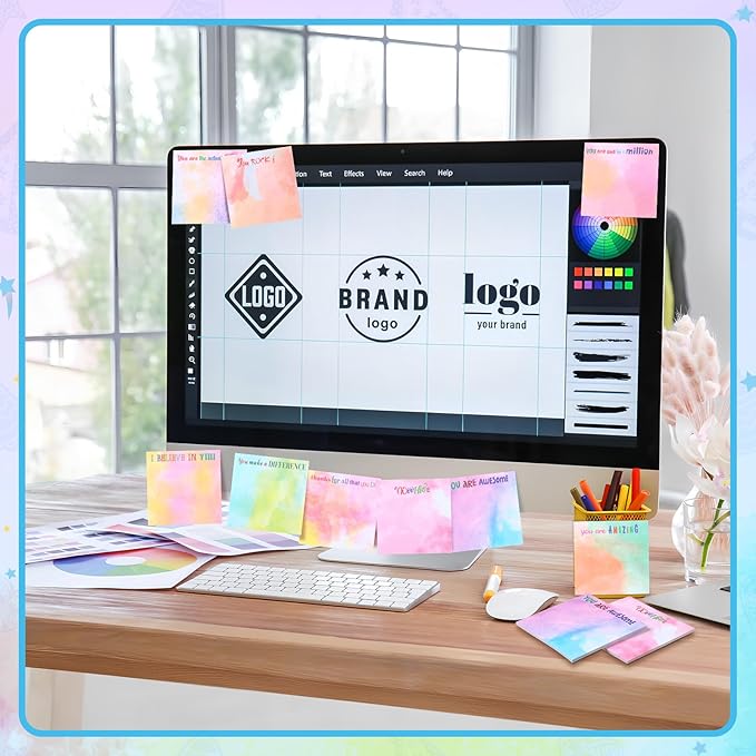 Yinder 24 Pcs Inspirational Sticky Notes Christmas Stocking Stuffers Motivational Sticky Notes Pad Employee Appreciation Gift Bulk for Teacher Nurse Coworker Office 3 x 3'' (Thank You,Water Color)