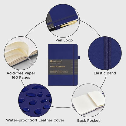 &And Per Se Lined Journal and Pen Set, A5 Leather Journal Stationery Set, 160 Pages 100GSM Thick Paper, Notebook Gift Set (Royal Blue)