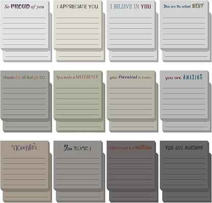 Yinder 24 Pcs Inspirational Sticky Notes Christmas Stocking Stuffers Motivational Sticky Notes Pad Employee Appreciation Gift Bulk for Teacher Nurse Coworker Office 3 x 3'' (Appreciation,Neutral)