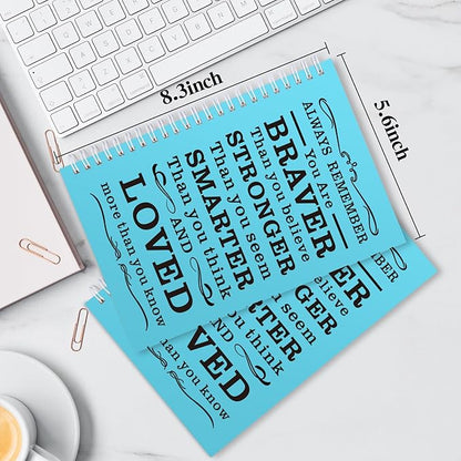 4Pcs A5 Spiral Notebook,Inspirational Journal,Motivational Journal for Women Men,Spiral Journal Notebook College Ruled Daily Diary for School,Travel,Business,Work (4Pcs Always-Light Blue)