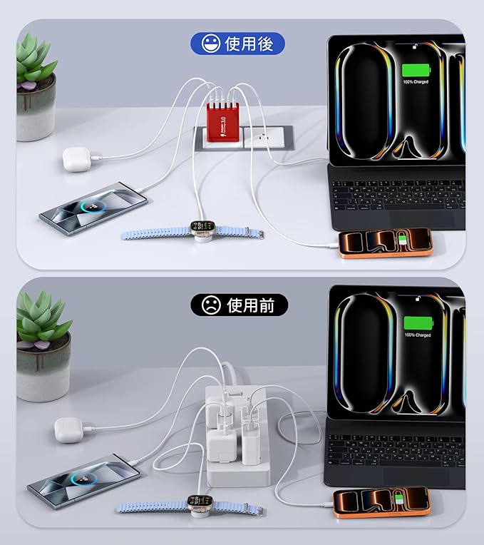 USB C Wall Charger Block, 2Pack 60W USB C Charger 5-Port PD Fast Charging Blocks,QC 3.0 USB A Multiport Plug,Type C Power Adapter Brick Cube for iPhone 17/16/15/14/13/Pro,Samsung,for Switch/Pixel（Red）