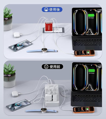 USB C Wall Charger Block, 2Pack 60W USB C Charger 5-Port PD Fast Charging Blocks,QC 3.0 USB A Multiport Plug,Type C Power Adapter Brick Cube for iPhone 17/16/15/14/13/Pro,Samsung,for Switch/Pixel（Red）