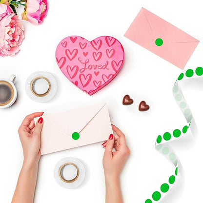 1000PCS Green Colored Dot Stickers Round Coding Circle Label Stickers 0.5 inch Label in Dispenser Box for Office Classroom