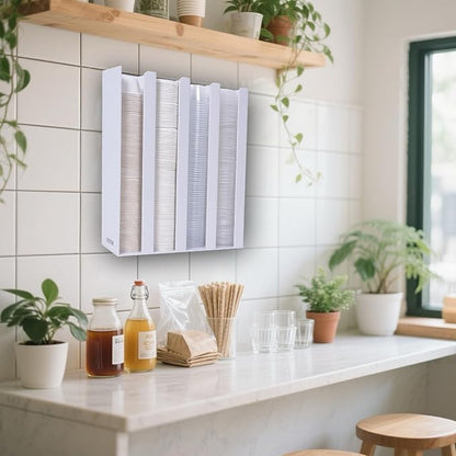 UCUDI Portion Sauce Cup Lid Holder for Restaurant 4 Compartments Plastic Sauce Cup Organizer Dispenser Fits Cups 2oz to 5.5oz in One Size for Counter or Wall Mount (White)