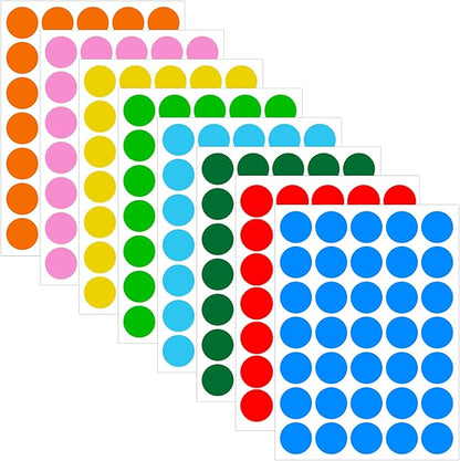 1400 PCS,1IN Round Colored Dot Stickers Labels - 8 Assorted Colors, for Office, School, Moving, Home