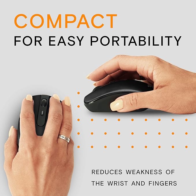 Silent Wireless Mouse for Laptop Small Compact Cordless Computer Mice with USB 2.4 GHz – Quiet Click, 3 DPI Levels, Travel Mouse – Portable for PC, Chromebook [Black]