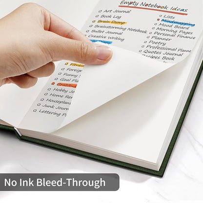 Annecy Blank Journal Notebook, Medium 5.5x 8.25, 160 Pages 100GSM Writing Paper, A5 Deep Green Faux Leather Cover with Pen Loop