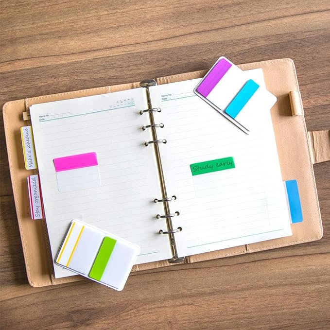 KICNIC 720 Pieces Sticky Tabs 2 Inch Index Tabs, Colored Page Markers Repositionable Tags Reading Tabs Self Adhesive Tape Flags for Books, Binders, Notebook and File Folders, [36 Sets 12 Colors]