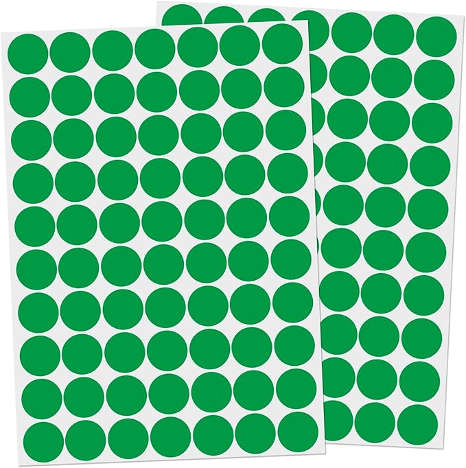 1400 PCS Colored Dot Stickers Round Color Coding Labels Polka Circle Dot Label Sticker for Office,Classroom,Papers Etc (Green, 3/4 inches)