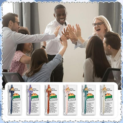 48 Sets Dumpster Fire Gifts Funny Dumpster Fire Ballpoint Pens and Bookmarks Bulk Emotional Support Gift for Christmas Office Desk Accessories Work Coworkers Team Employee Staff Teachers