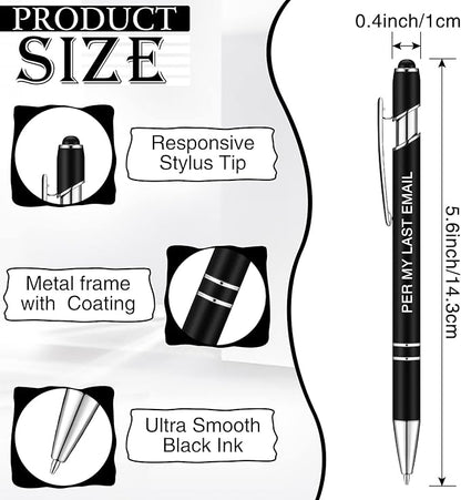 Zonon 12 Pcs Inspirational Pens Bulk Funny Ballpoint Pen with Stylus Tip Motivational Gifts for Christmas Teacher Coworkers Nurse School Office Supplies(Black,Negative Style)