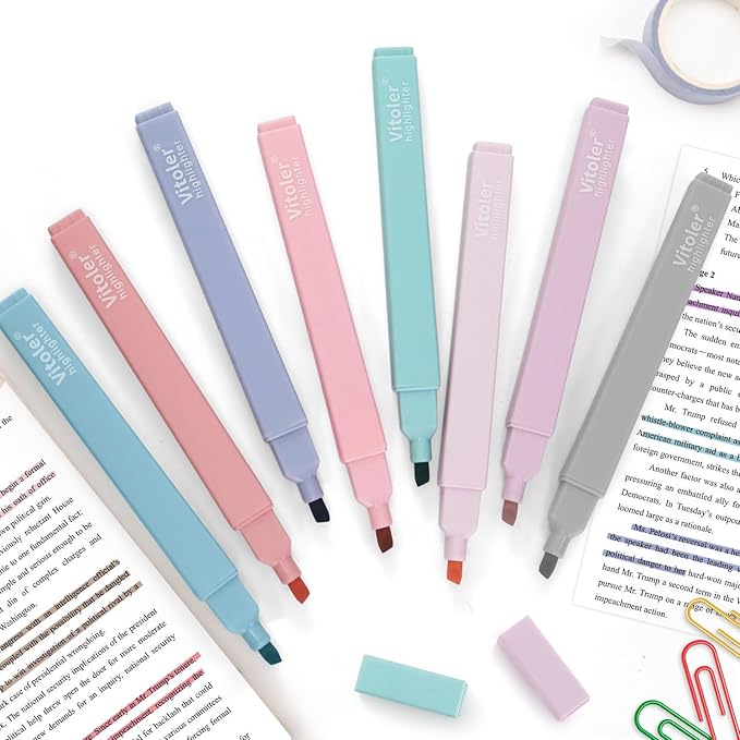 Pastel Highlighters,8pcs Bible Highlighters with Chisel Tip,Cute Markers Highlighter No Bleed,Bible High Lighters Assorted Colors for School Journaling